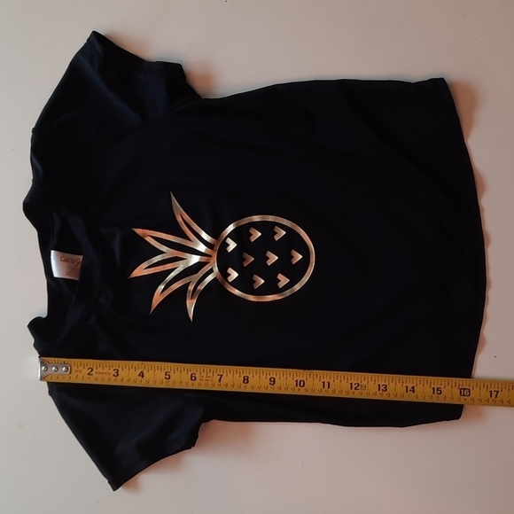 Cat and Jack large 10 12 black gold pineapple short sleeve swim rashguard - Picture 6 of 7